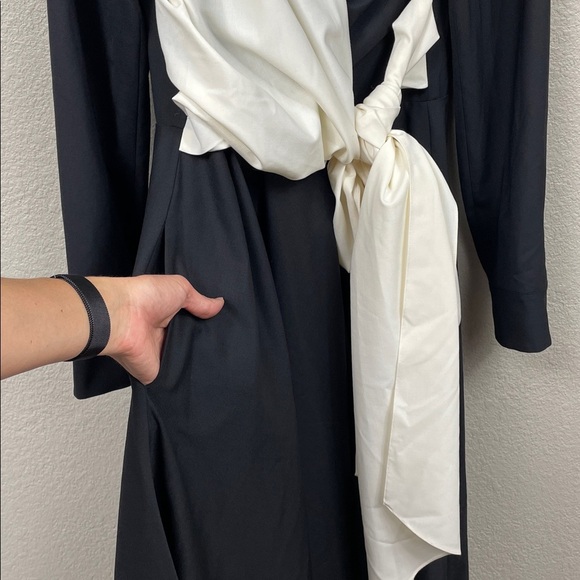 NWT Rosie Assoulin Sash Yay Dress Two Tone Wrap Maxi Black White Sz 8 - Picture 6 of 15
